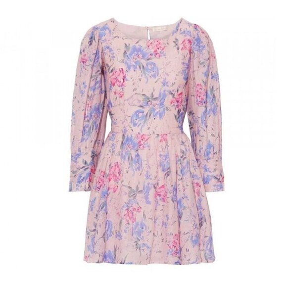 LoveShackFancy Dresses & Skirts - LoveShackFancy Ross Dress Floral Print Long Sleeve Mini Dress Pink Size 2